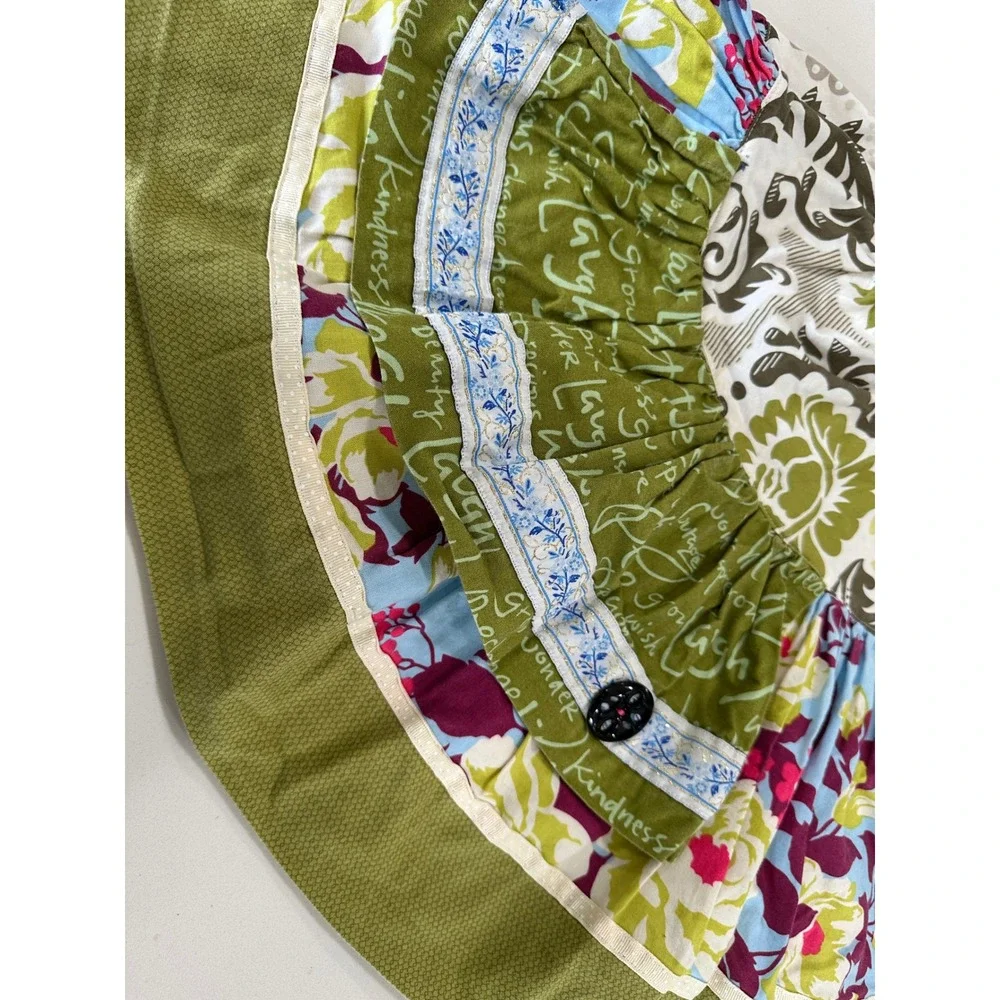 Matilda Jane Girls Tiered Ruffle Skirt Green Floral Script Cotton Size 4‎